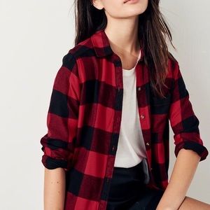 Hollister Oversized Red Black Flannel 